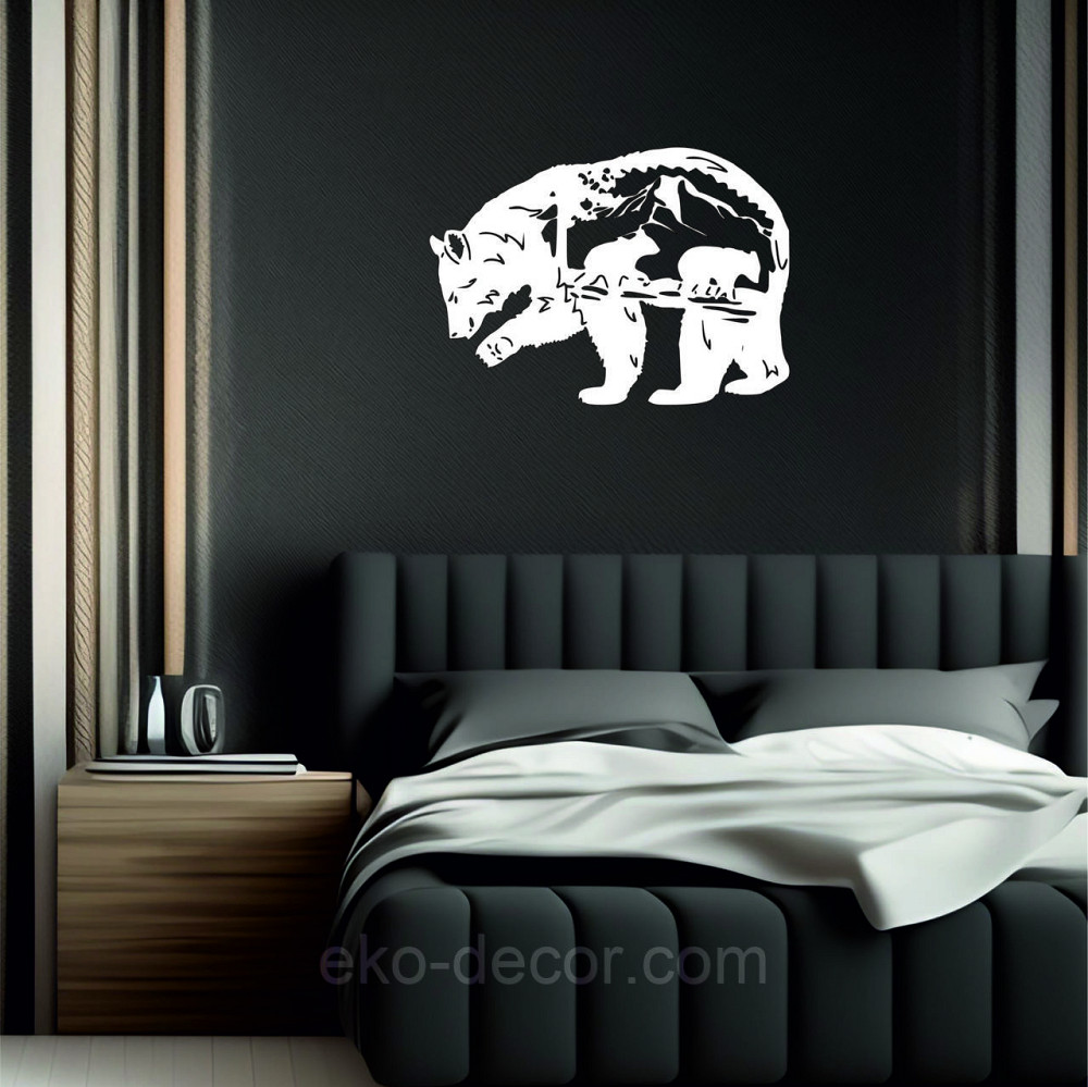 Декоративне настінне Панно «Ведмідь», Декор на стіну 90*64 см, Білий Київ - фото 7