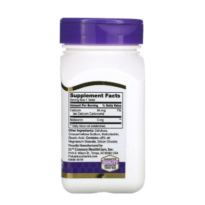 Витаминно-минеральный комплекс 21st Century Мелатонин, 3 мг, Melatonin, 90 таблеток (CEN-21240) Винница - изображение 2