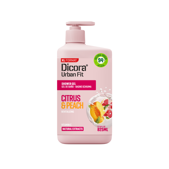 Гель для душа Питательный с витамином С Цитрус и персик Dicora Urban Fit 825 мл Винница