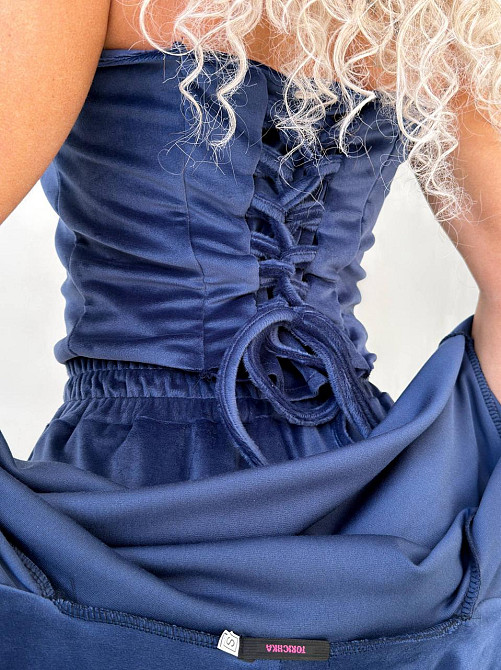 Жіночий велюровий комплект-трійка Синій, 48/52 Харків - фото 6