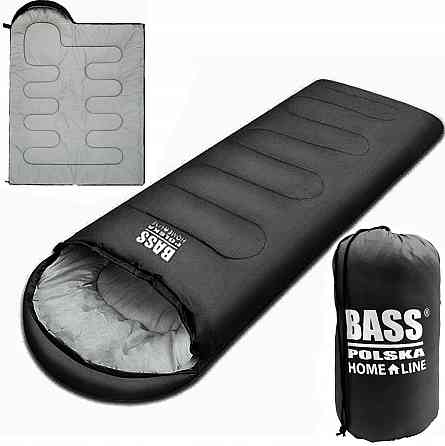 Спальный мешок с капюшоном и туристическое одеяло 2 в 1 черный Bass Polska BH 41999 Киев