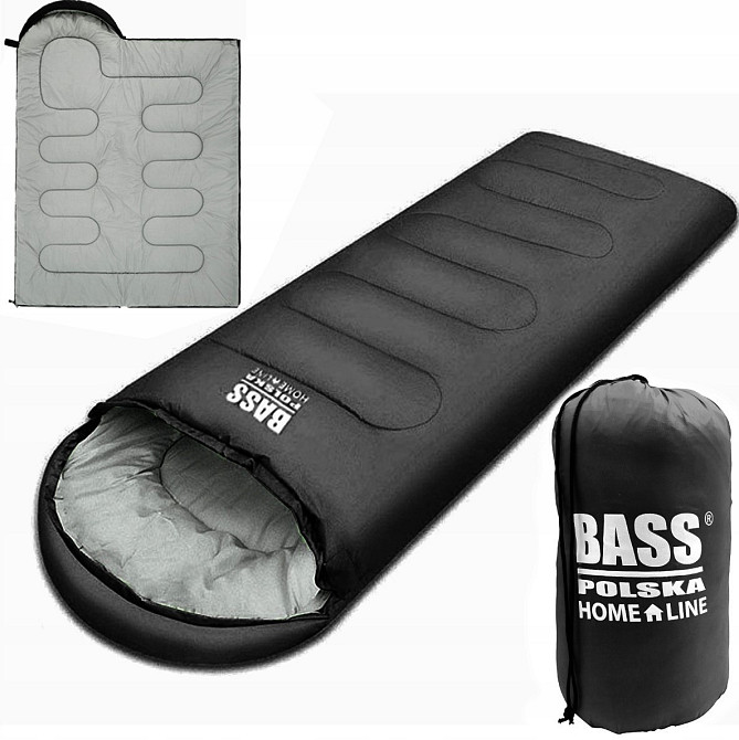 Спальный мешок с капюшоном и туристическое одеяло 2 в 1 черный Bass Polska BH 41999 Киев - изображение 2