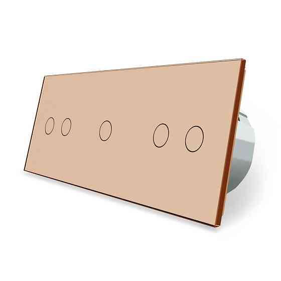 LIVOLO Розумний сенсорний ZigBee вимикач 5 сенсорів (2-1-2) Livolo золото скло (VL-C702Z/C701Z/ Коломыя