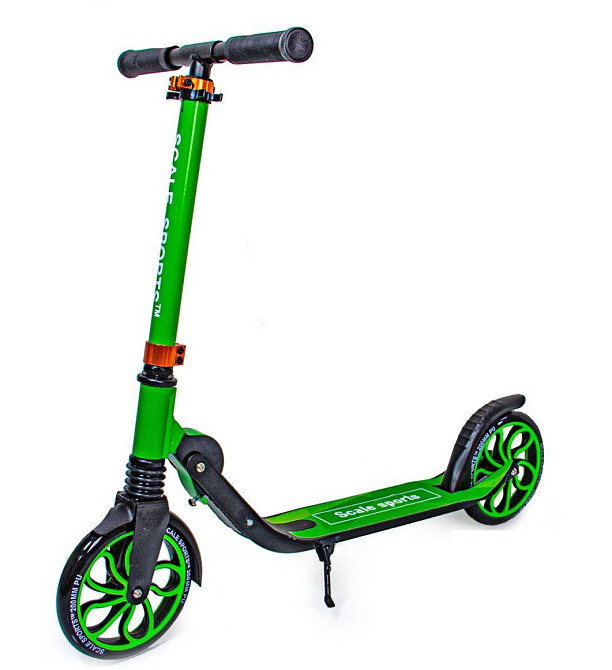 Складной двухколесный самокат Scale Sports SS-17 со звонком. Зеленый цвет Одесса - изображение 1