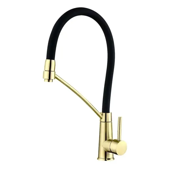 Смеситель для кухни с гибким изливом WEZER EVO4X-01-GOLD Ø35 черный/золото Киев
