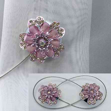 Магніти для штор та гардин "Flowers" набір 2 шт Пудровий (81-214) Київ