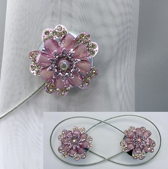 Магніти для штор та гардин "Flowers" набір 2 шт Пудровий (81-214) Київ - фото 1