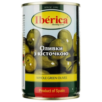 Овочева консервація Iberica Оливки зелені з кісточкою 300 г (8436024292367) Вінниця - фото 1