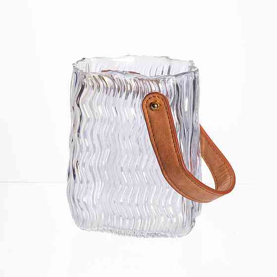 Yiwu Ваза сумочка з ручкою 12×8.5×16 (см) декоративна скляна ваза для квітів 800 (мл) Прозорий Коломыя