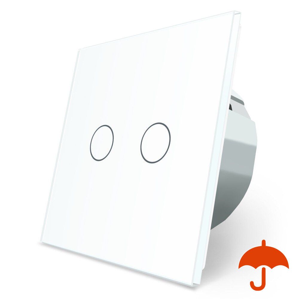 LIVOLO Сенсорний вуличний вимикач Вологозахищений 2 сенсори Livolo білий скло (VL-C702-IP-11) Коломия - фото 1