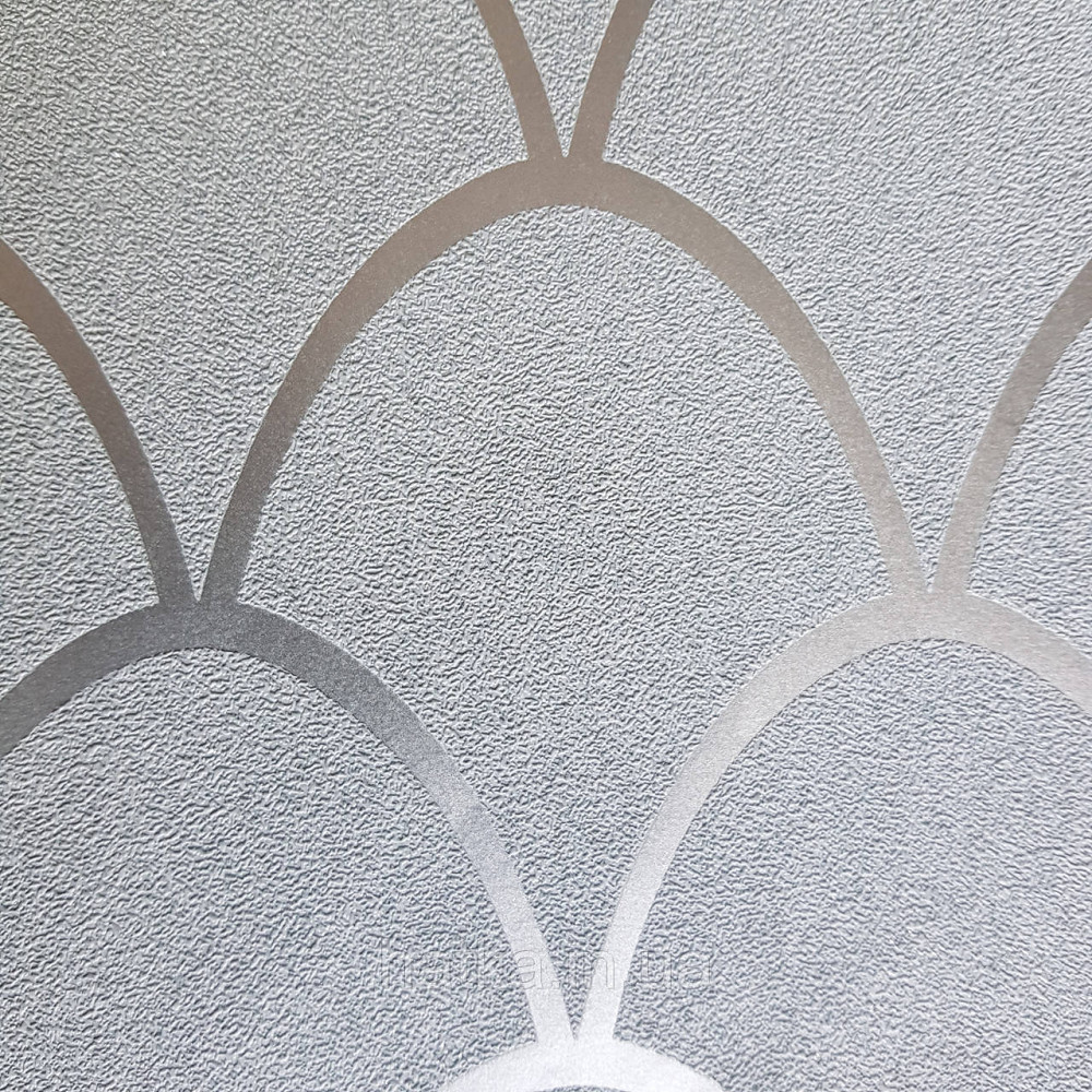 Шпалери вінілові на флізелін Marburg New Spirit Schoner Wohnen геометрія напівкола срібло на сіро-зеленому Київ - фото 3