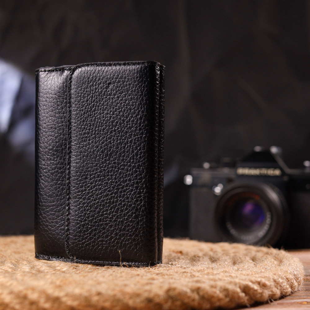 Классический женский кошелек из натуральной кожи флотар CANPELLINI 21591 Черный Киев - изображение 2