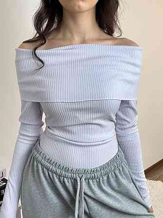 Женский романтичный лонгслив с отворотом турецкий рубчик мустанг 46/48, Молочный Одесса