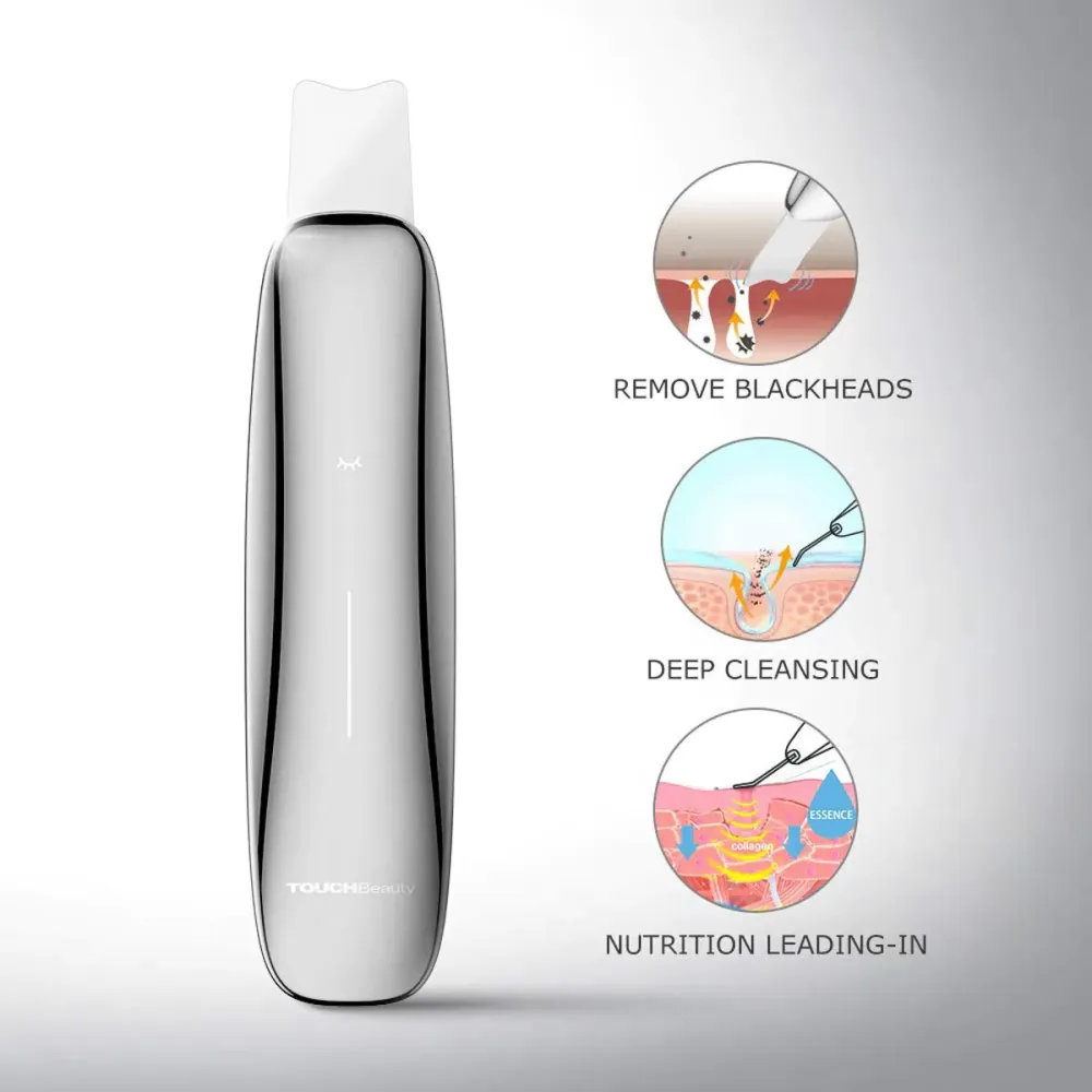 Ультразвуковий скрабер для обличчя TOUCHBeauty Ultrasonic Scrub Device TB-1769 професійний апарат для пілінгу та ліфтингу срібляст Київ - фото 2