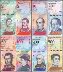 Venezuela Венесуела набір 8 банкнот 2 5 10 20 50 100 200 500 Bolivares 2018 UNC Полтава