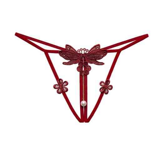 Трусики з розрізом квіточками та метеликами універсальний бордовий Київ