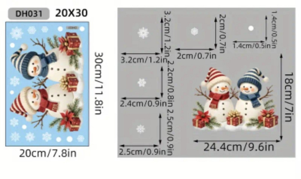 Новорічна наліпка на скло двостороння "Сніговички" Сміла - фото 6