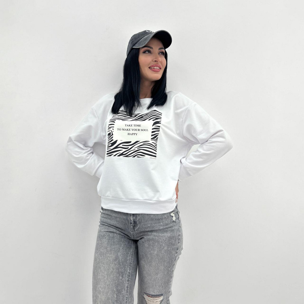 Женский свитшот с анималистичным принтом Wild 42-44, Белый Киев - изображение 3