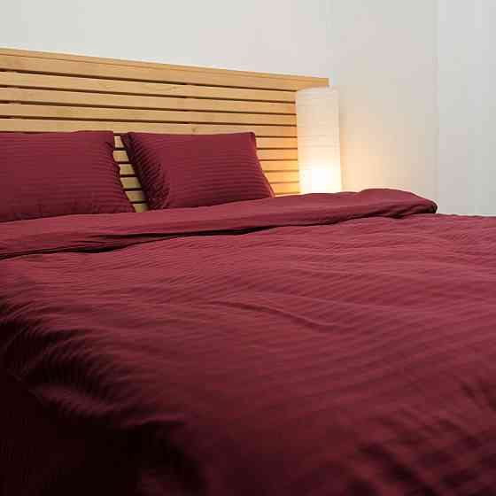 Наволочка страйп сатин на подушку 50х50 см 125 г/м2 YouStar 1 шт. (Бордовий) Суми