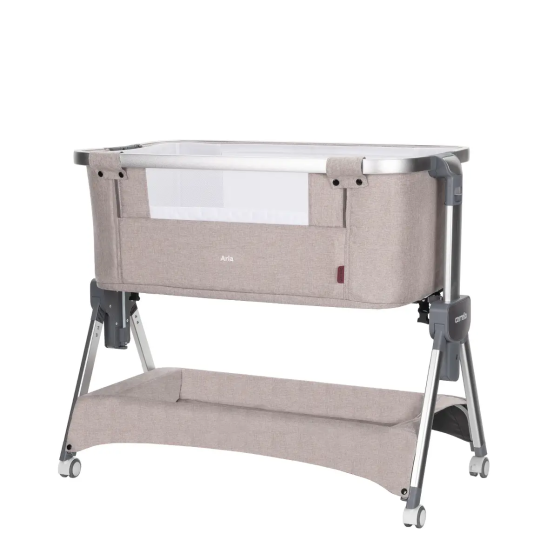 Дитяче ліжечко Carrello Aria CRL16402 Cream Beige приставне з люлькою кошиком 4 колеса метал каркас Кривий Ріг