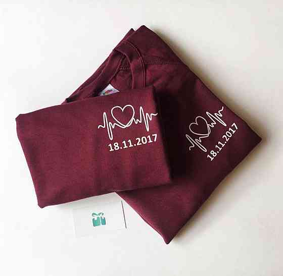 Бордові Парні футболки для хлопця та дівчини Чернівці