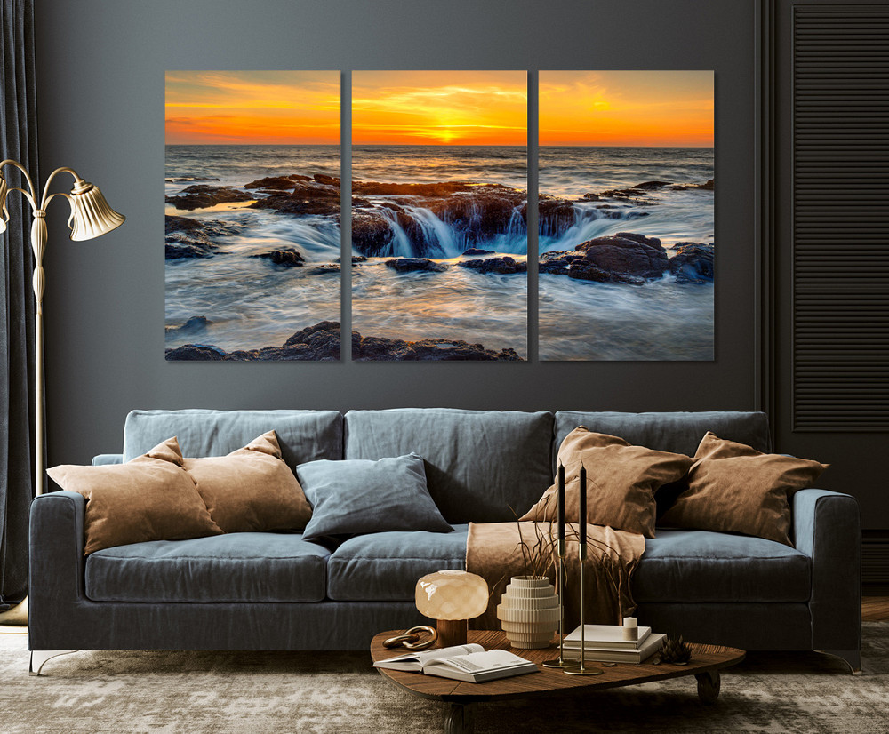 Модульная картина в гостиную / спальню   Захід сонця в морі     ART-022_3A 70х130 см Киев - изображение 2
