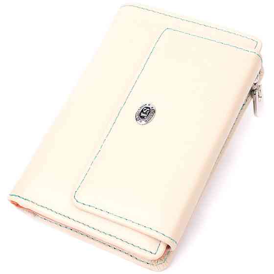 Місткий гаманець для жінок із натуральної шкіри Білий (ST Leather) Київ