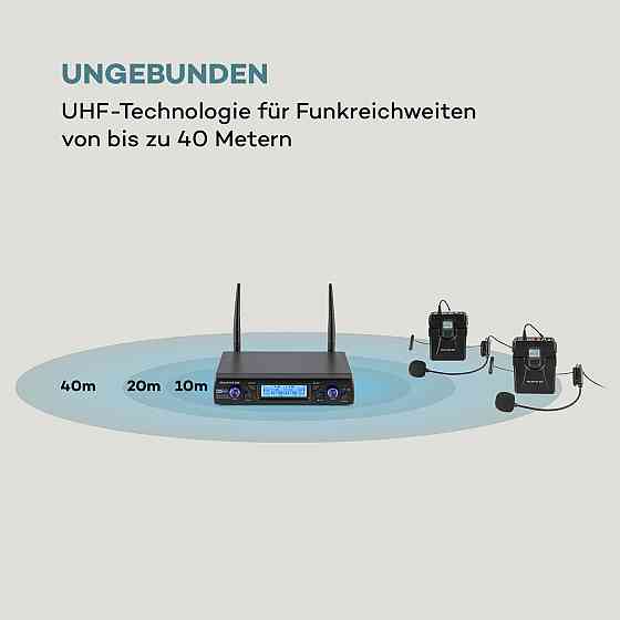 UHF200C-2B 2-канальний комплект бездротових мікрофонів UHF Приймач 2xпередавач + гарнітура 2x мікрофон Рівне
