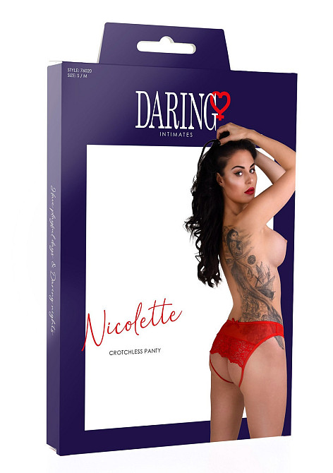 Мереживні трусики з відкритою інтимною зоною Nicolette Daring Intimates, червоні, S/M Sex Aura Київ - фото 5