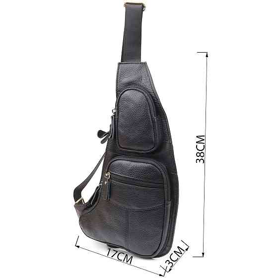 Стильная сумка для мужчин с большим количеством карманов из натуральной кожи Vintage 22957 Черный Киев