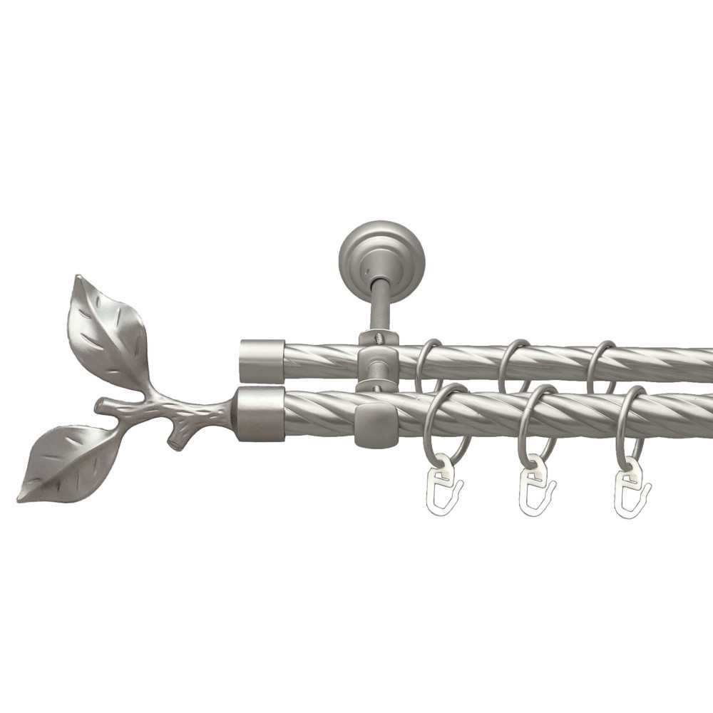 Карниз Orvit Листок Троянди металевий дворядний відкритий скручена труба кільце металеве Сатин 19\16 мм 160 см (00-00023114) Львів - фото 1