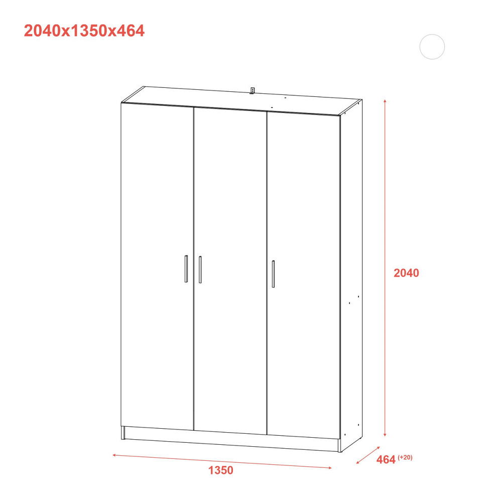Шафа для одягу Doros Промо Сірий 3 ДСП 135х48х204 DRS-011626 (80737765) Дніпро - фото 8