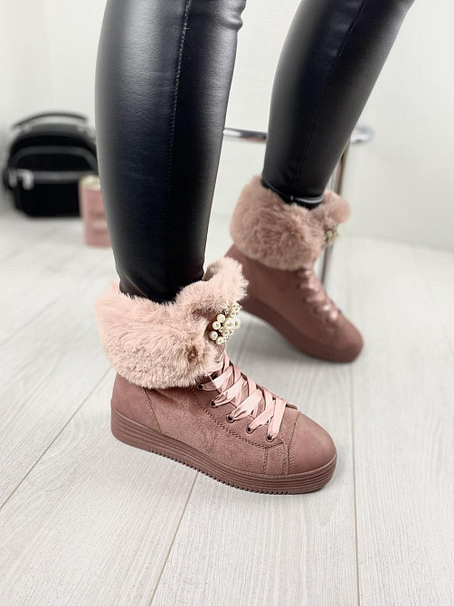 Черевики жіночі Bosida -9 пудра (зима, еко-замша) (1157) лише 36р.38р. 36 Коломия - фото 1