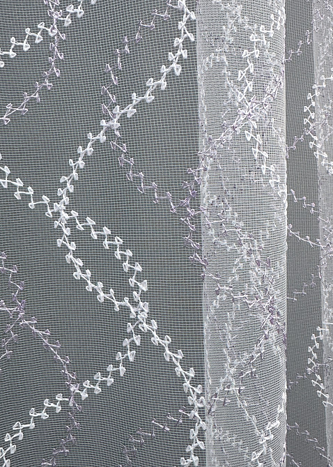 Тюль VR-Textil 1834т Фатин з вишивкою Білий з бузковим 300х270 см (40-185) Київ - фото 6