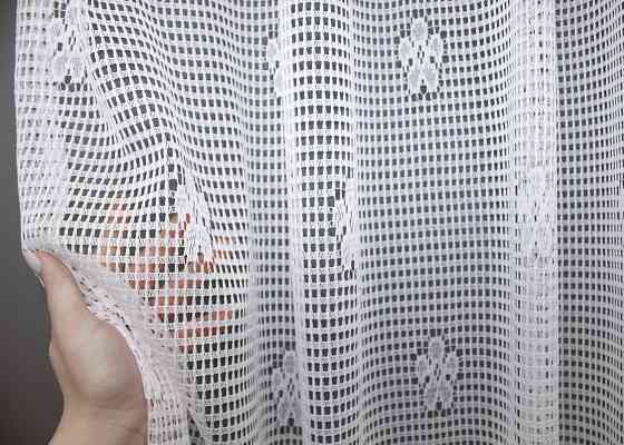 Тюль сетка VR-Textil Juli № 1150т Арка на кухню цвет белый с зеленым 300х150 см (53-0010) Киев