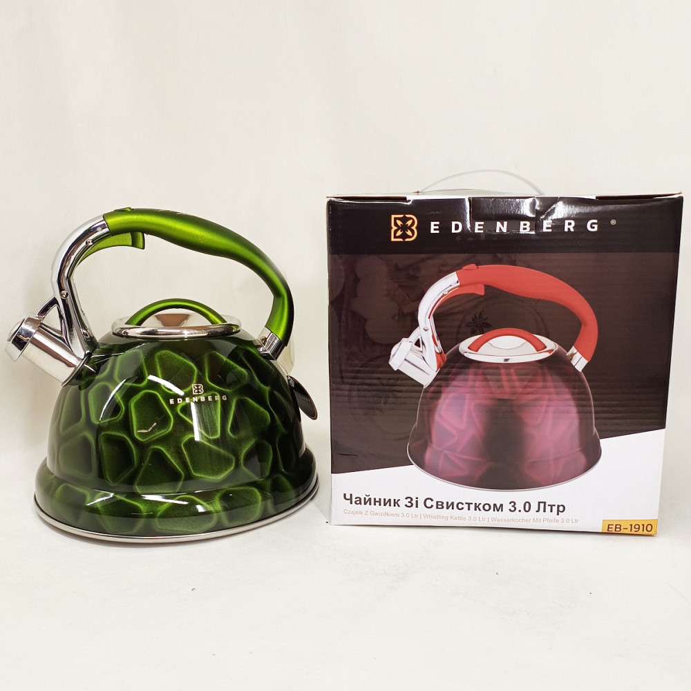 Элегантный чайник из нержавеющей стали со свистком Edenberg EB-1910 3л, Чайник на плиту для кухни JL-29 Львов - изображение 5