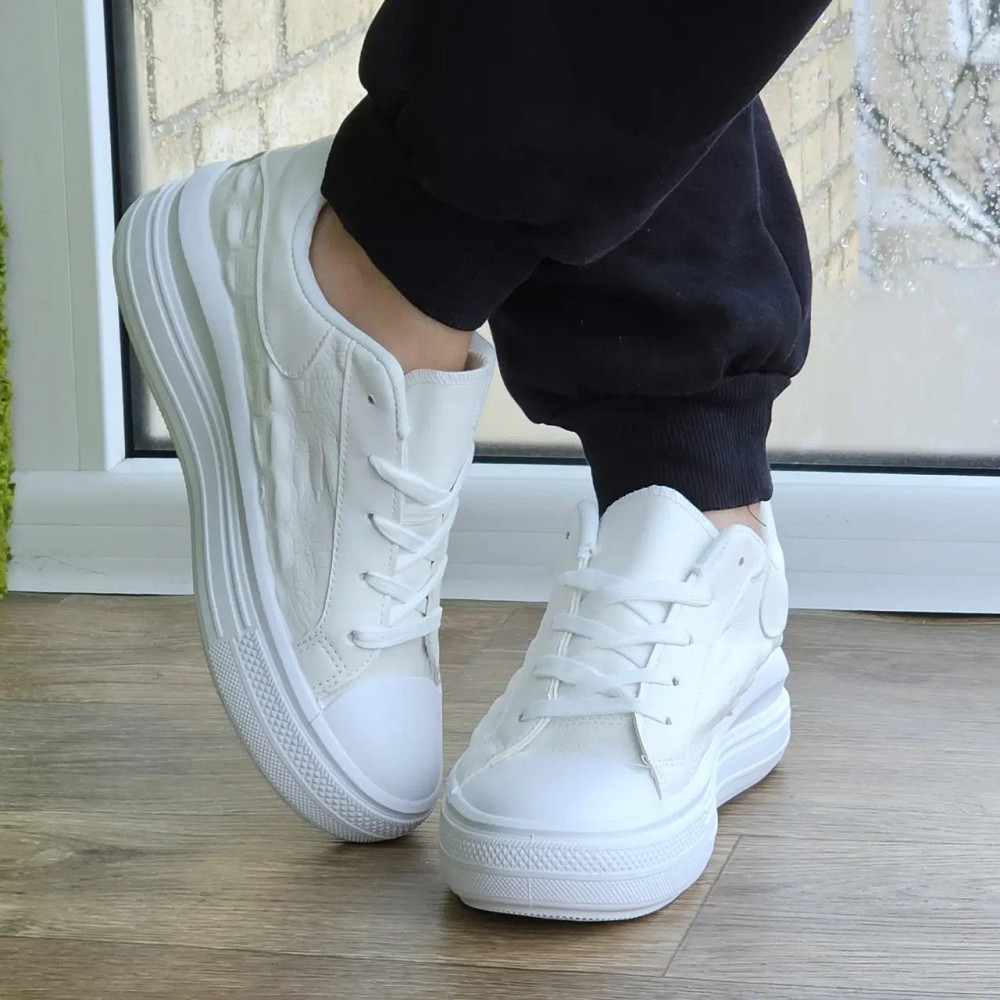 Жіночі Кросівки Кеди на Танкетці Білі Сліпони Мокасини на Платформі (розміри: 36,37,38,39,40,41) - 70-1 Дніпро - фото 4