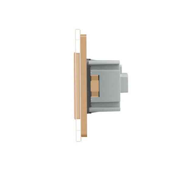 Розумний сенсорний ZigBee вимикач 2 сенсора 3 розетки Livolo золото скло (VL-C702Z/C7C3EU-13) Коломыя