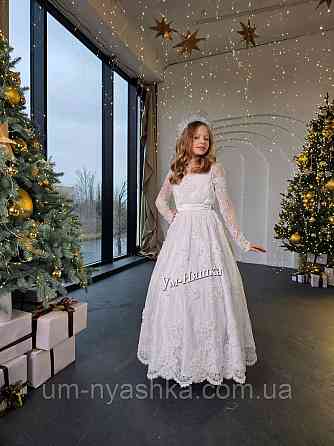 Святкова білп сукня з рукавами Емілія Кривий Ріг