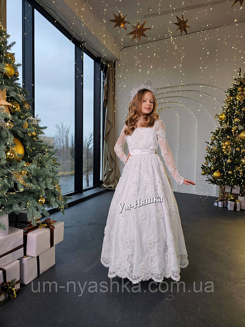 Белое нарядное платье с рукавами Эмилия Кривой Рог - изображение 4