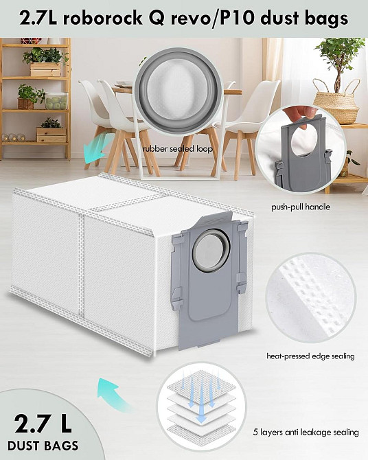 Набір аксесуарів для робота-пилососа Roborock Q Revo P10 19 шт, змінна щітка, серветки мопи для швабри, фільтри, пилозбірники Київ - фото 4