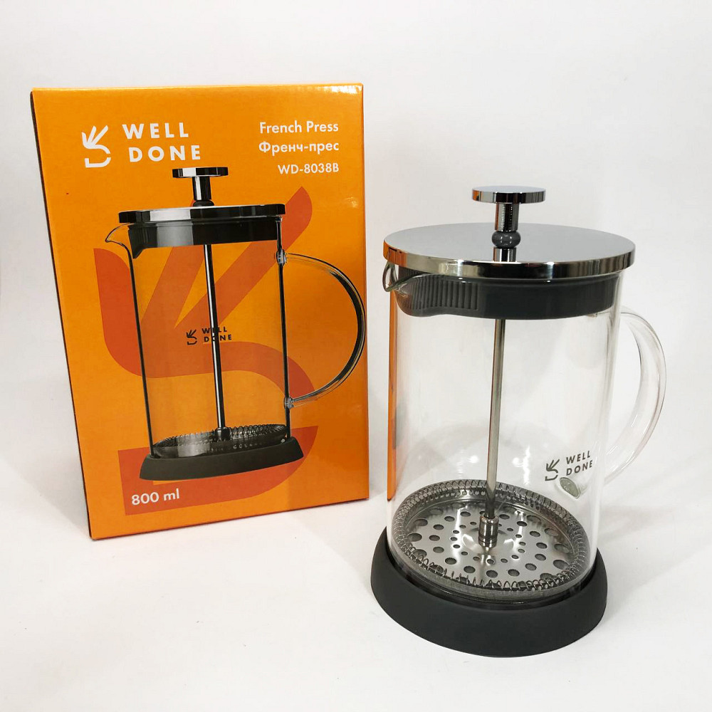 Заварник прозорий Well, Френч-прес з якісного матеріалу, Чайники для заварки, Домашній френч-прес MY-20 Івано-Франківськ - фото 4
