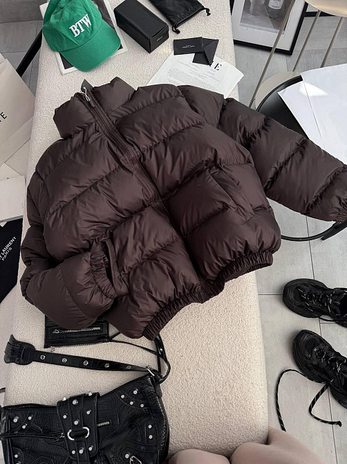 Жіноча стильна повсякденна куртка на біопуху плащівку лаке Шоколад, 42/44 Одеса - фото 5