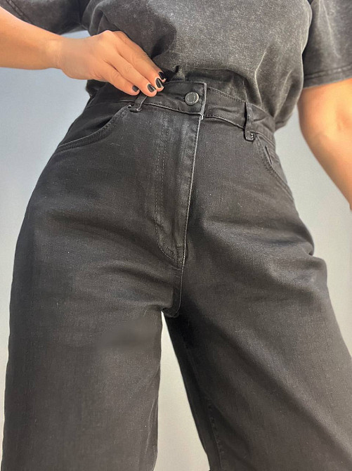 Джинси жіночі Its Basic 3474 skater jeans мом банани стрейчеві збільшені розміри чорні, чорний, 46, 46, 100 см, 128 см Київ - фото 14