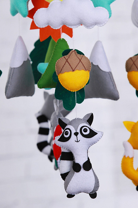 Дитячий мобіль на ліжечко для немовлят WooolyWool «Лісові друзі» Київ - фото 2