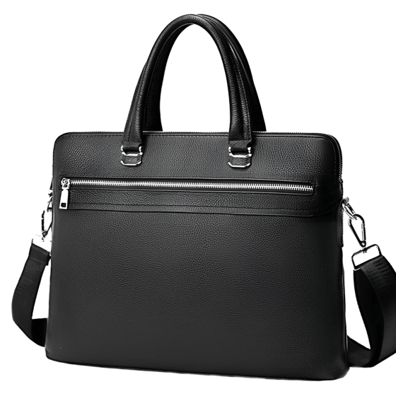 Кожаная мужская сумка для документов и ноутбука черная Tiding Bag NV23712 Каменское