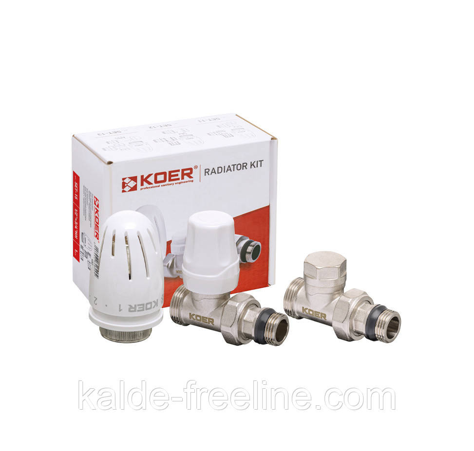 Комплект для радіаторів прямих кранів під євроконус "Koer" з термостатичною головкою SET-15 Харків - фото 1