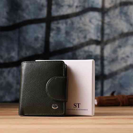 Вертикальний жіночий гаманець з натуральної шкіри Зелений (ST Leather) Київ