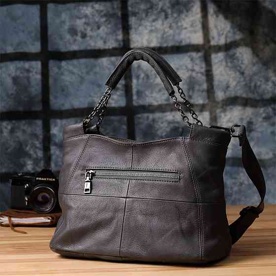 Повсякденна сумка для жінок з натуральної шкіри Vintage 22989 Сірий Київ