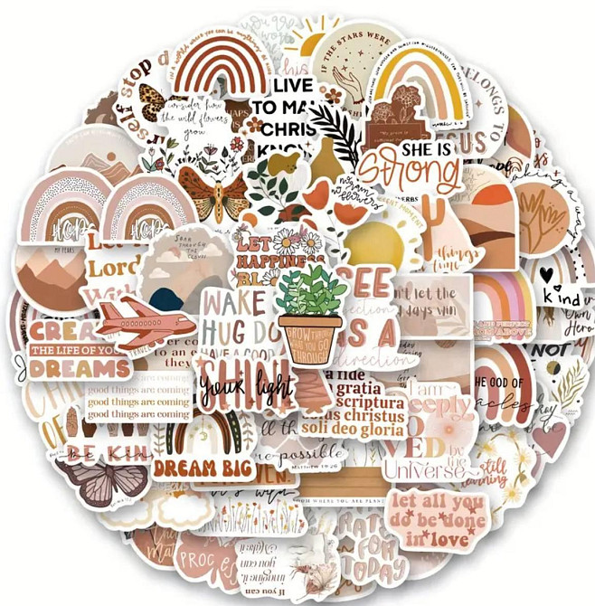 Набір наліпок з мотиваційними цитатами та бохо-дизайном, 50 шт Київ - фото 1